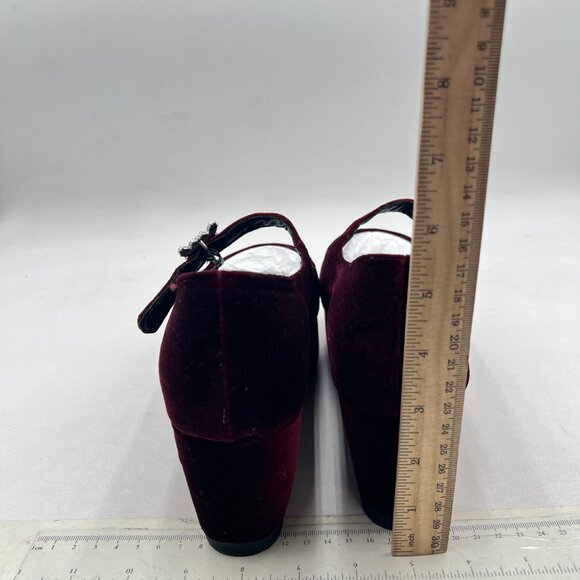 YDN Wine Platform Pointed Toe Wedge Heel Mary Jane Pumps Dress Buckle Soft Shoes - Picture 4 of 7